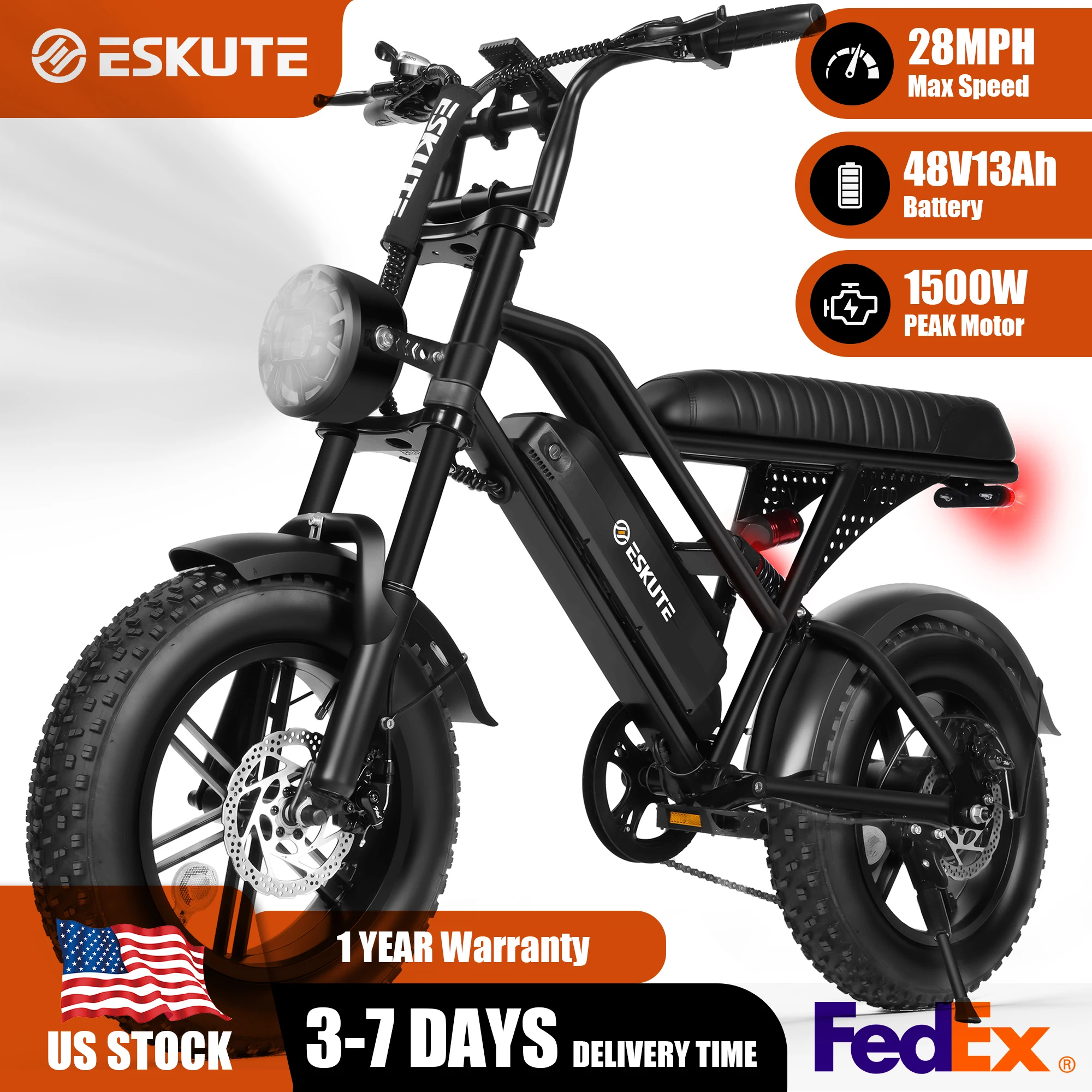 S9768a47ea01944019a2f1c44e2dc2a27W.webp Eskute V100 1500W Fat Tire Electric Bike product image